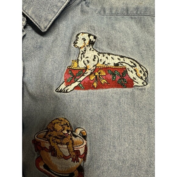 Telluride Clothing Co Christmas Dogs Long Sleeve Shirt Womens Size L - Picture 11 of 16